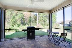 Orange Park, Florida / USA - November 21 2019: Screened in back porch house in Florida